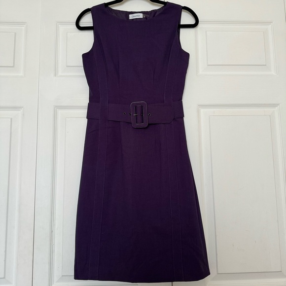 Calvin Klein Purple Belted Dress Size 2 - Picture 1 of 3